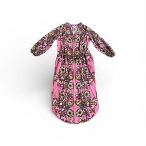 NWOT Boden Pink Patterned Long Sleeve Midi Shirt Dress Size 6R